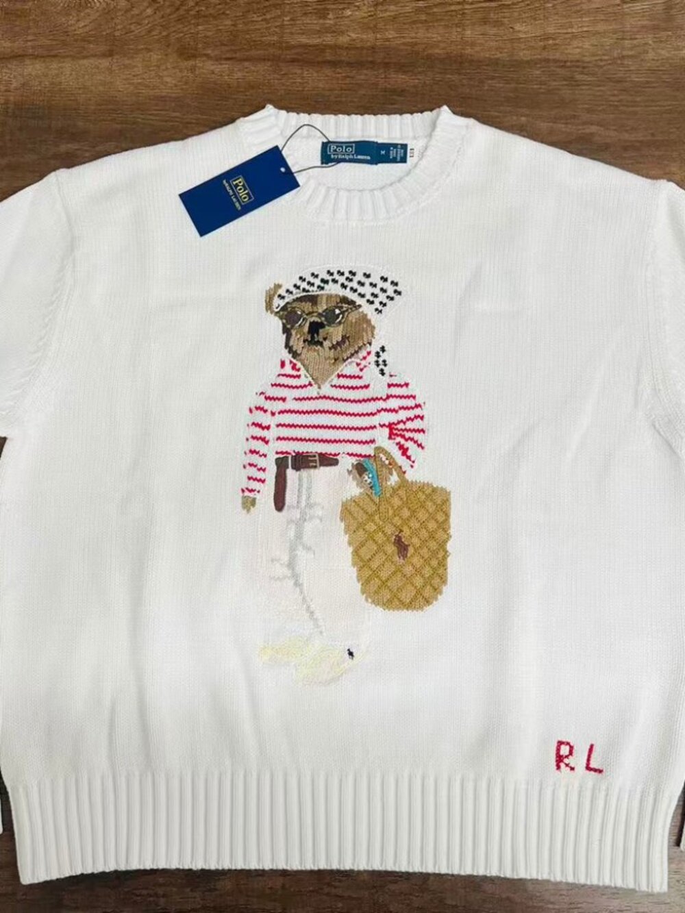 Polo Ralph Lauren Beach Polo Bear Knit Sweater White